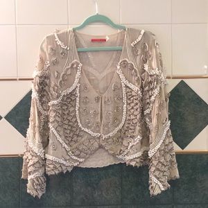 Alice + Olivia beaded silk jacket top